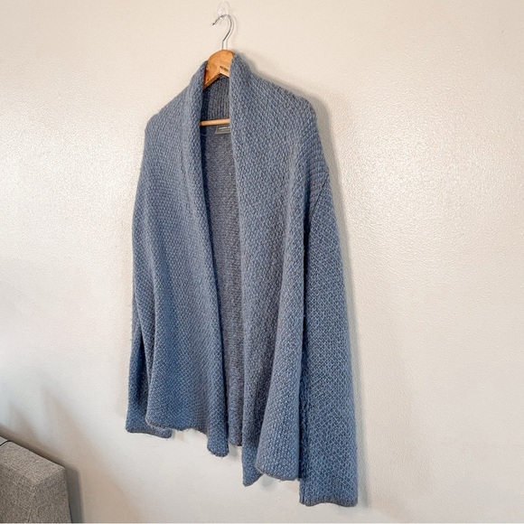 Wooden Ships | Wool Blend Open Front Navy & Brown Marled Cardigan - Picture 2 of 9